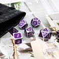 thumbnail image 4 of Haxtec Metal Dnd Dados Púrpura Plata con Bolsa de Dados de Cuero Pu Juego de Dados D&D para Regalos de Dragones y Mazmorras de RPG Ttrpgs-Plata Púrpura Real, 4 of 5