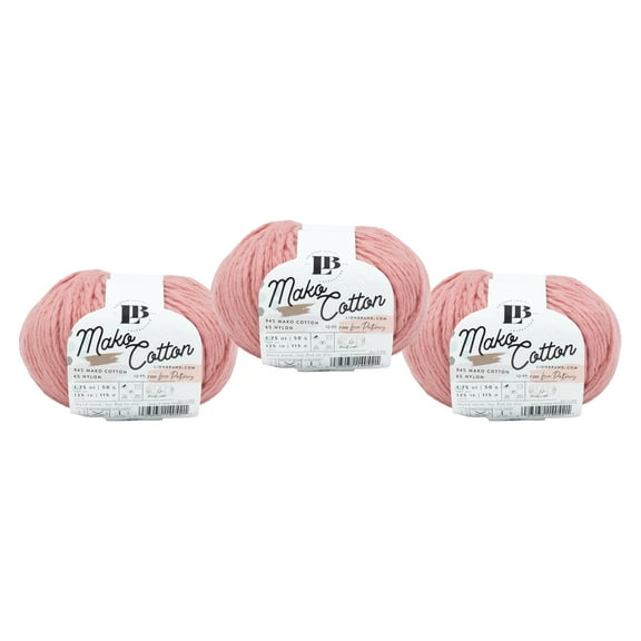 Lion Brand Yarn LBC Mako Cotton Terracotta Medium Mako Cotton, Nylon Yarn 3 Pack