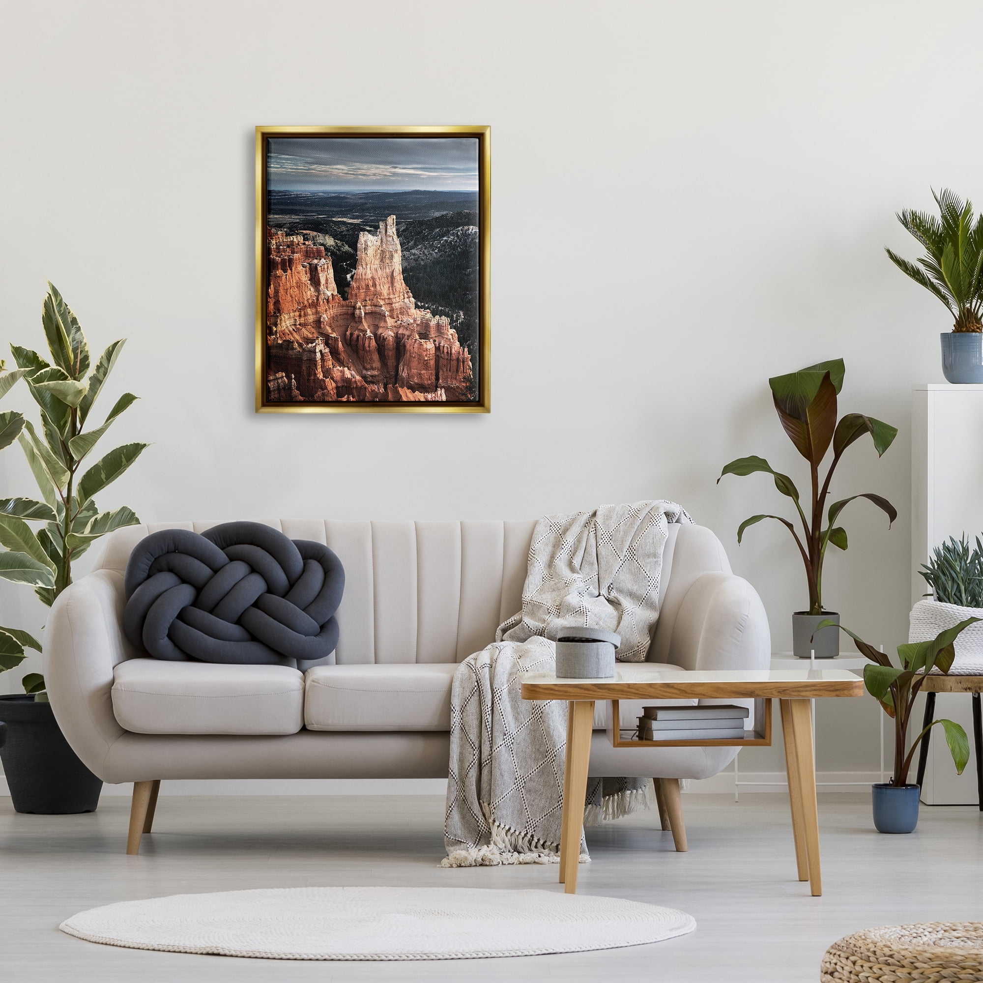 Stupell Industries Canyon Butte Photography Landscape Photography Gold Floater Framed Canvas Art Print Wall Art, 25 x 31
