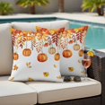 thumbnail image 5 of Thanksgiving Orange Pumpkin Pillow Covers 2 Pack Fall Orange Brown Maple Leaves Pillowcase Waterproof Outdoor Throw Pillow Cover for Patio Garden Square Cushion 16”x16”, 5 of 9