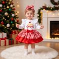 thumbnail image 2 of Enyan Newborn Baby Girl Christmas Clothes Toddler Cute Outfits Infant Long Sleeve Romper Tutu Skirt + Headband Set 3Pcs, 2 of 9