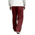 thumbnail image 4 of Dresfit Baggy Pants Mens Wide Leg Corduroy Sweatpants Solid Drawstring Casual Slacks 2026 Spring Textured Straight Leg Big and Tall Lightweight Trousers Wine L, 4 of 6
