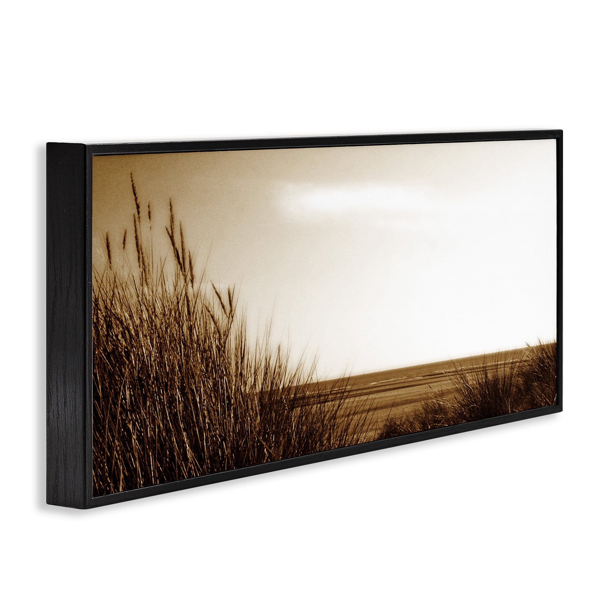 Stupell Industries Long View Horizon Coastal Photography Black Framed Art Print Wall Art, 24 x 10