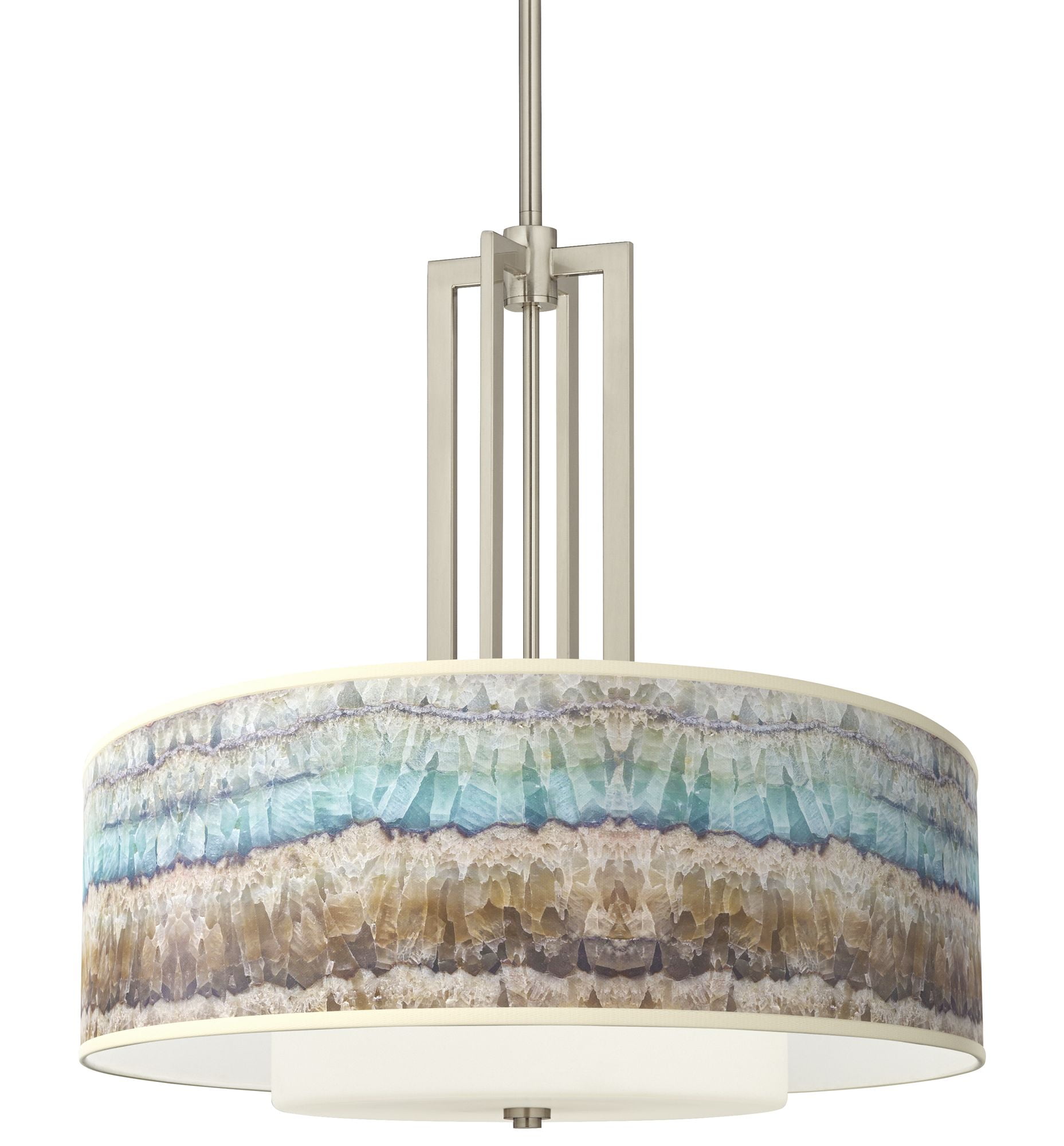 Giclee Glow Marble Jewel Carey 24' Brushed Nickel 4-Light Chandelier