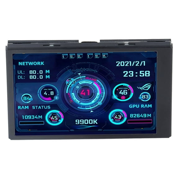 CPU GPU RAM HDD Data Monitor, Computer Type C Sub Screen Environmental Protection 360 Degree Rotation For Itx Case Regular Version