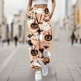 thumbnail image 2 of Women's Pants Printed Cartoon Sweatpants With0Pockets Festival Drawstring Beige Womens Trousers L, 2 of 4