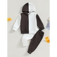 thumbnail image 2 of Bagilaanoe 2PCS Toddler Baby Boy Long Pants Set Contrast Color Long Sleeve Hood Sweatshirt Tops + Sweatpants 6M 9M 12M 18M 24M 3T Kids Casual Sweatsuits, 2 of 8