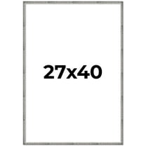 27x40 Frame Silver Grey Distressed Solid Wood Picture Frame | 0.75 Inch Moulding Width | Interior