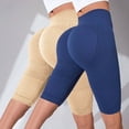 thumbnail image 2 of GILIGEGE Anti Cellulite 3D Textured Peach Hip Yoga Shorts Sculpting Athletic Pants Squat Proof Active Pant 3D Compression Legging Mid Low Waist Thick High Waist Yoga Pant Navy, 2 of 4