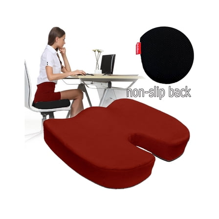 Bookishbunny NonSlip High Resilience Premium Memory Foam Coccyx Seat Cushion Support Pillow