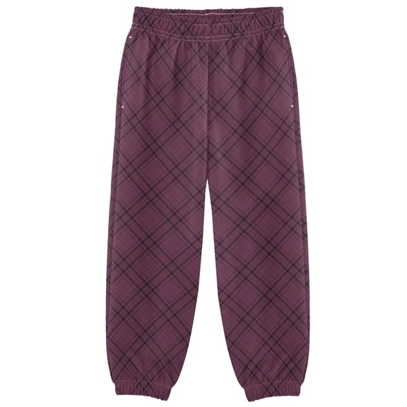 Deep Purple Plaid Boys Pants Kids Casual Sweatpants Joggers Toddler Sports Pants 3-10 Years