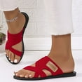 thumbnail image 5 of Slides for Women Flat Scandals Womens Dress Sandals Size 6 Womens Studded Sandals Size 12 Clog 8 Borne Ladies Summer Casual Beach Flat Bottom Set Foot Large Red 8.5, 5 of 8