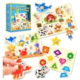 thumbnail image 1 of Puzles de madera SIERLIKY para niños pequeños con forma de animal de granja o marino, 1 of 7