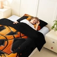 thumbnail image 4 of Castle Fairy Orange Basketball Initial K Twin Comforter Sets 2pcs, Abstract Watercolor Splash Bedding Set, Black Orange,Black Reversible,1 Comforter and 1 Pillowcase, 4 of 6