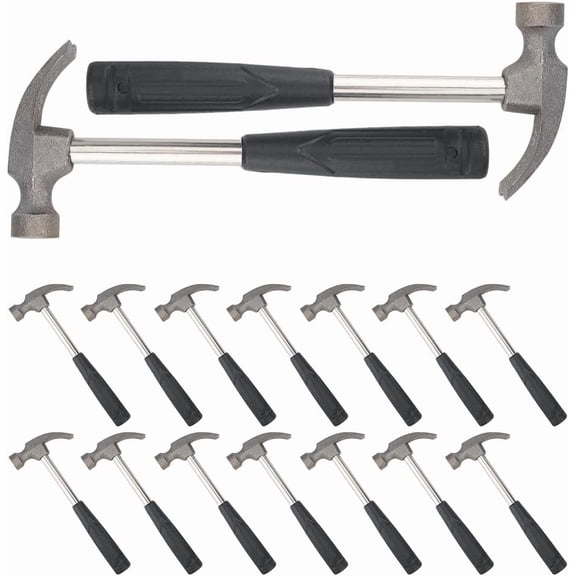 16 Pcs Mini Hammers 6.69 Inch Small Claw Hammer Set Mini Safety Hammer with Plastic Handle Household Hammers Nail Puncher