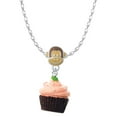 thumbnail image 1 of Delight Jewelry Resin Chocolate Cupcake with Pink Frosting Mia Monkey Charm Necklace, 1 of 4