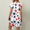thumbnail image 3 of Women's Casual Short Sleeve Star Print Dress, V-Neck Loose Summer T-Shirt Dress with Pockets, Red, Size S-XXL, 3 of 4