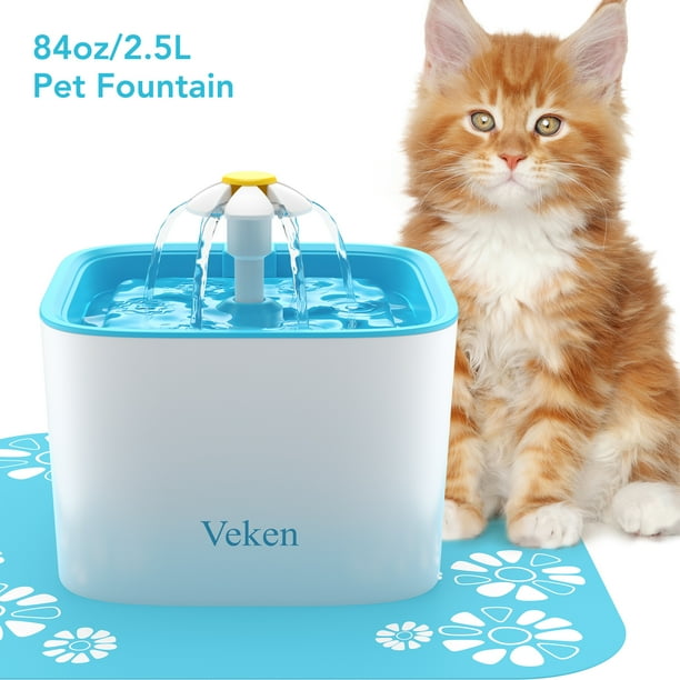 Veken 84oz/2.5L Pet Fountain,Cat Dog Water Fountain with 3 Replacement