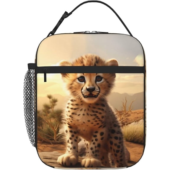 Cute Cheetah Insulated Lunch Bag Baby Cheetah Lunch Box for Women Men , Reusable Lunch Tote Bag, Leakproof Thermal Insulated Lunch Bags for Work, Picnic, School or Travel