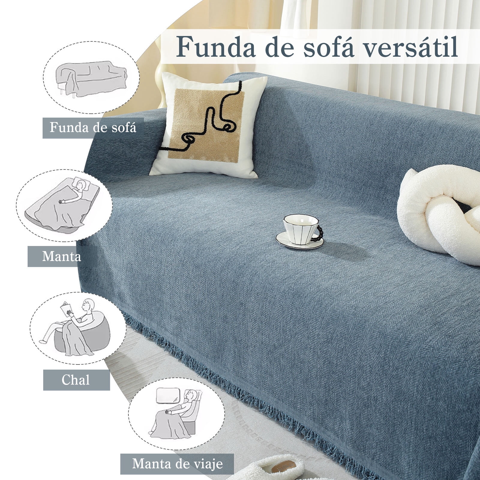Chenille Couch Cover Pet Friendly Sofa Cover Washable Reversible Sofa Slipcover for Sectional Sofa, Loveseat, 2 or 3 Cushion Couch, Corner Sofa, Futon Cover