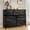 Black Wood, variant on Nextay 7 Drawer Dresser TV Stand, Dresser with Metal Frame and Wood Top, Chest of Drawers for Bedroom, Living Room, Pink