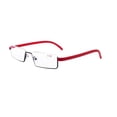 thumbnail image 3 of Mens Red Half Rimless Reading Glasses +1.25 Blue Light Blocking tr90 Flexible Presbyopic Glasses Half Frameless Rectangle Readers with case, 3 of 6