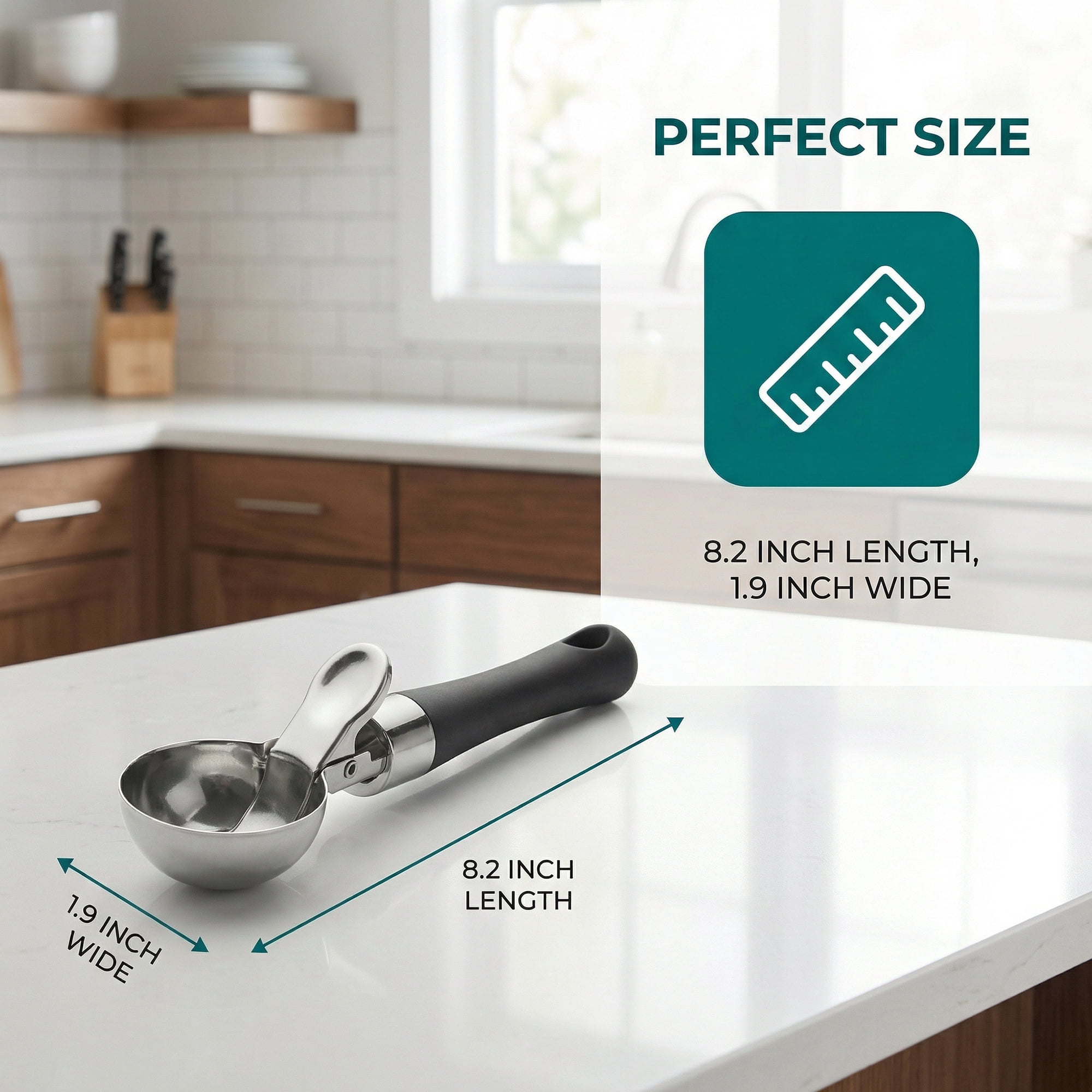 Unique Bargains Stainless Steel Ice Cream Scoop with Ergonomic Handle Black