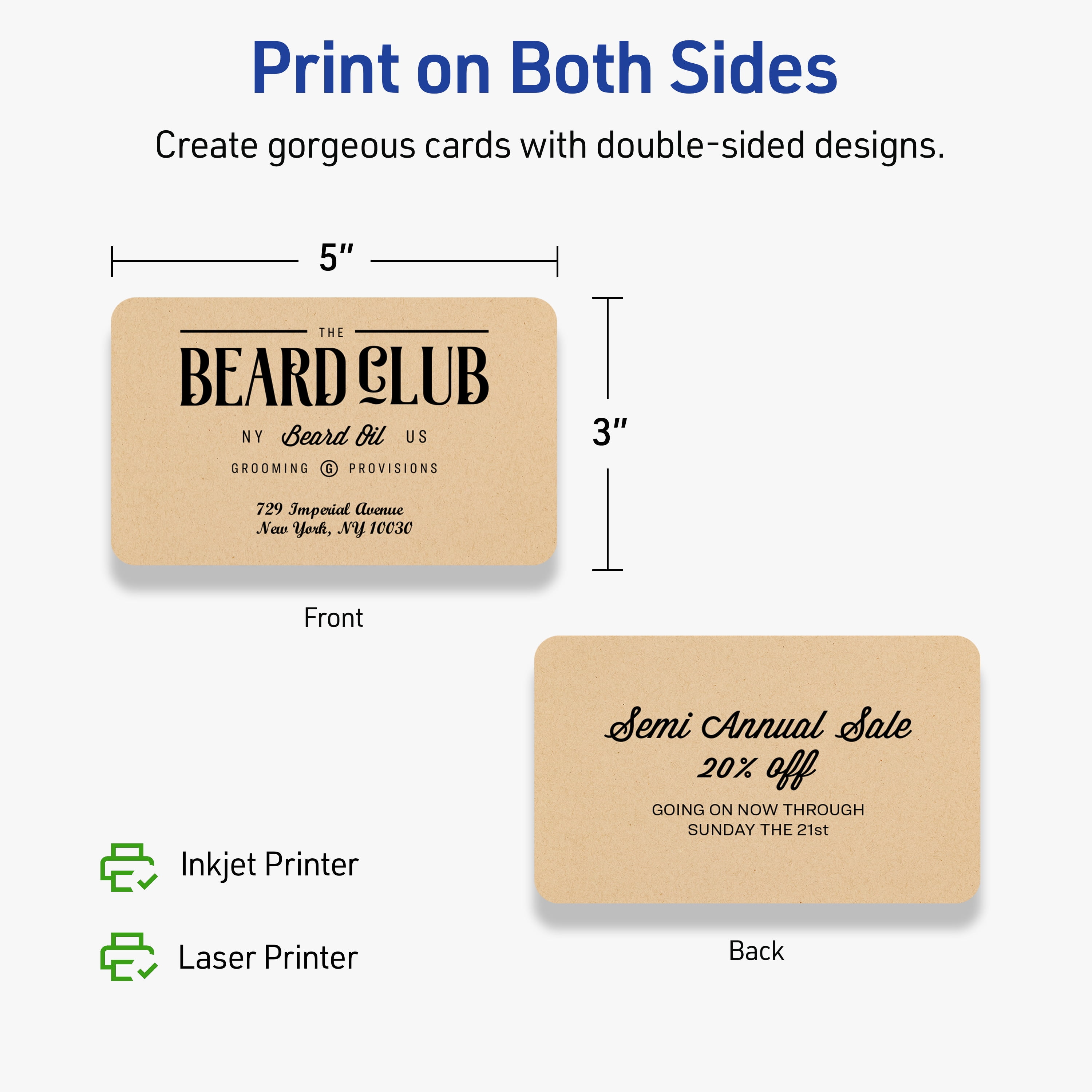 Avery Cards with Rounded Corners, 3" x 5", Kraft Brown, 150ct