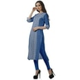 thumbnail image 4 of Moomaya Women Printed Kurti Knee Length Kurta Tunic Tops V Neck Plus Size Dress, 4 of 6