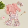 thumbnail image 4 of eczipvz Newborn Baby Girl Fall Outfits Ribbed Long Sleeve Ruffle Romper Floral Flared Pants Headband Set Winter Clothes Size 12-18 Months, 4 of 9
