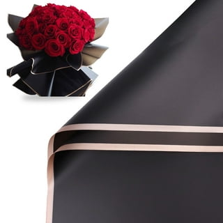 Double Sided Color Flower Wrapping Paper Black+Gold 22.8x22.8 Waterproof  20 Pack 