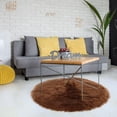 thumbnail image 4 of REGALWOVEN Faux Fur Area Rug Shaggy Floor Mat, Brown 3x3 Feet Round, 4 of 8