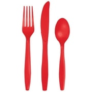 Classic Red Plastic Assorted Cutlery, 50 Count