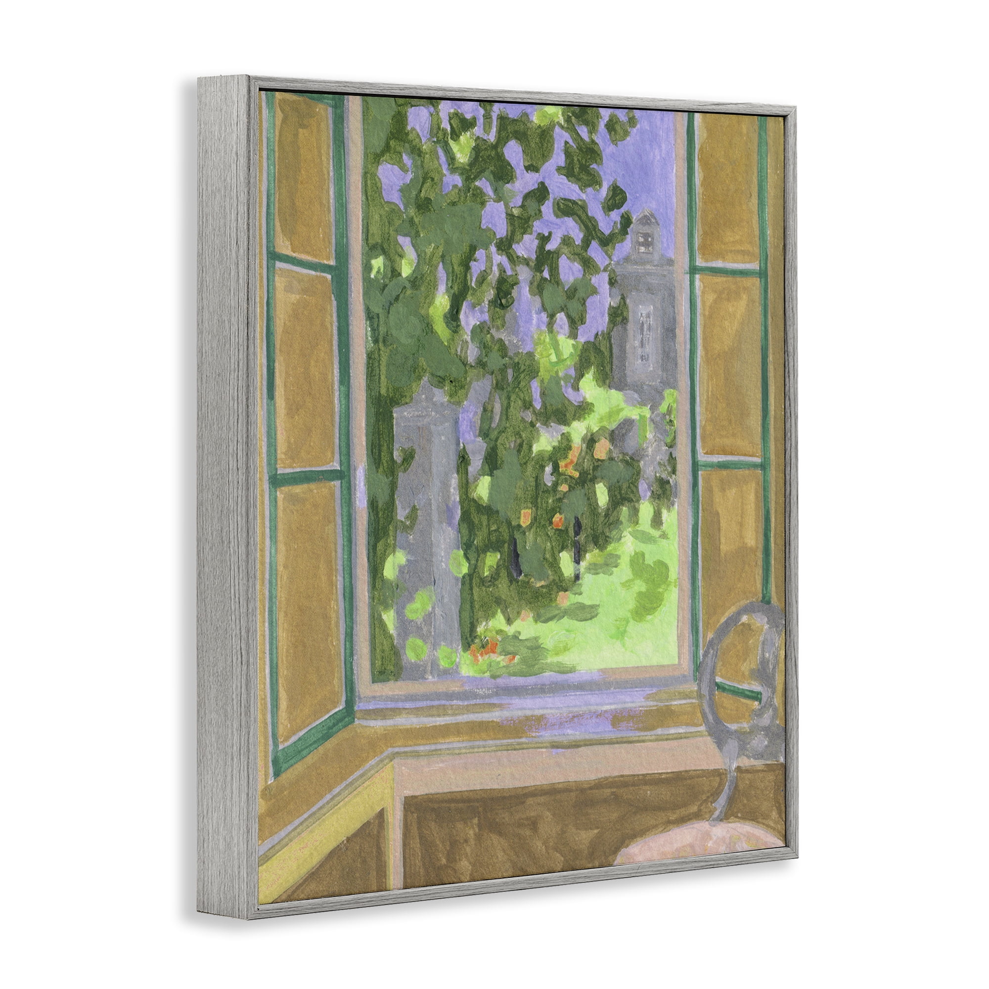 Seat For Spring Expression Gray Framed Giclee Art, design by Melissa Wang