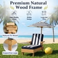 thumbnail image 3 of UBesGoo Toddler Patio Chaise Lounge Chair with Canopy Umbrella, Kids Wooden Sunbed with Cushion for Backyard, Teak Finish & Blue-White Striped Design, 3 of 18