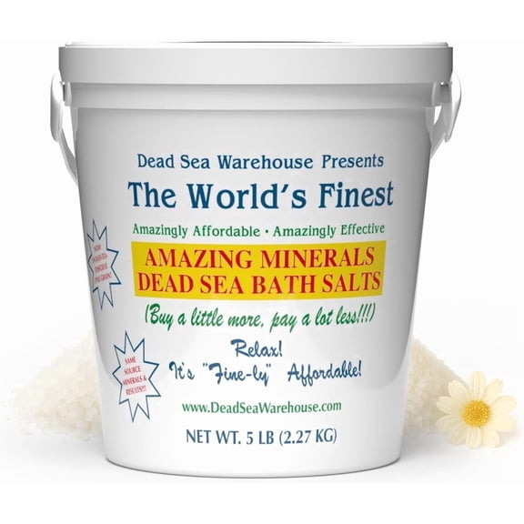 Dead Sea Warehouse Amazing Minerals Dead Sea Bath Salts for Natural Muscle Pain Relief, 5 lbs