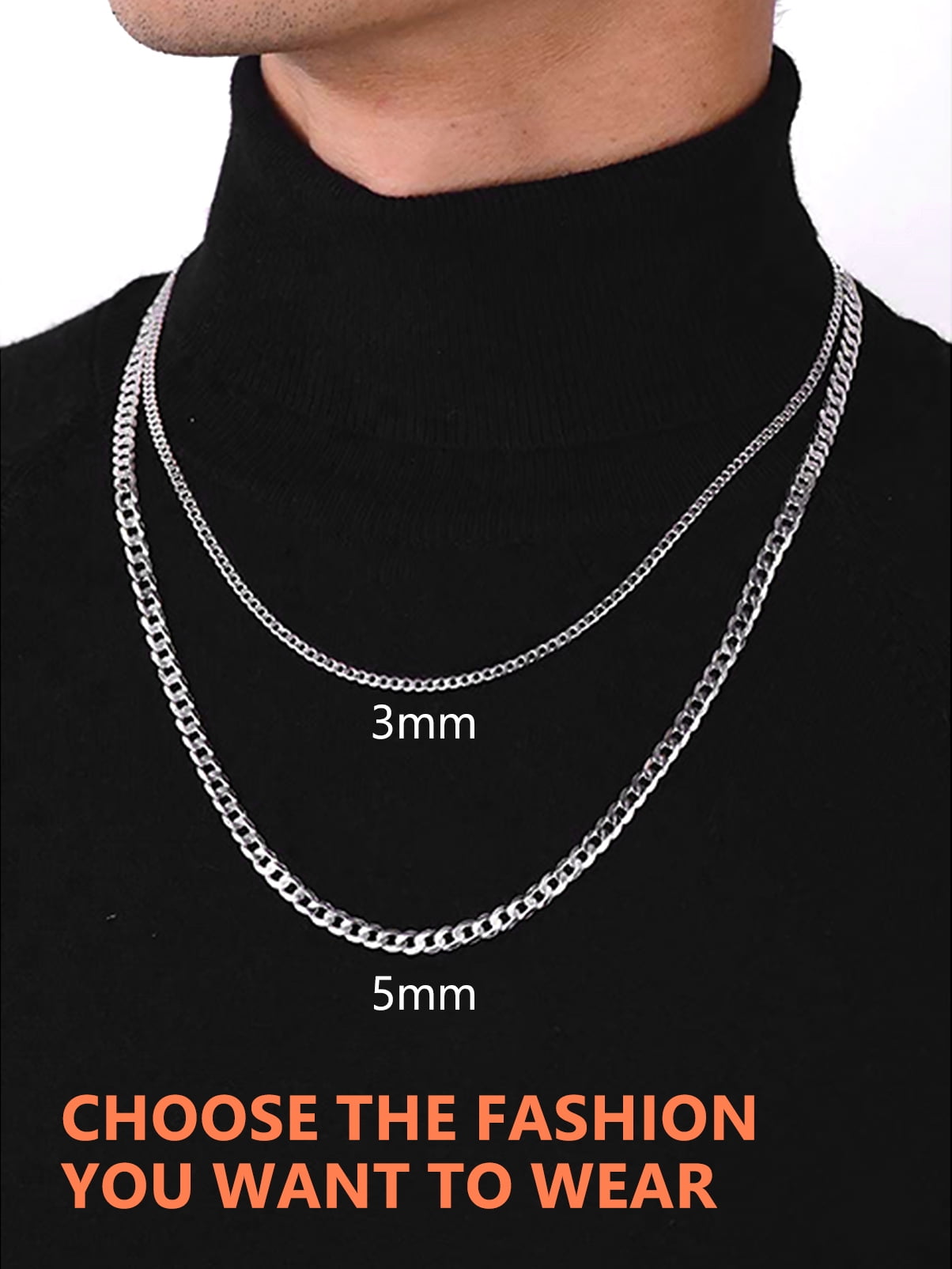 PROSTEEL 3mm/5mm Cuban Necklace Pure S925 Sterling Silver Chain for Women Sensitive Skin Hypoallergenic Birthday Graduation Gift for Female Mom Wife