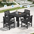 thumbnail image 4 of SERWALL Outdoor Dining Set for 4, Patio Square Table and Chairs Set HDPE Dining Set, 5-Piece Patio Dining Furniture, Black, 4 of 6