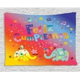 thumbnail image 1 of Spanish Tapestry, Feliz Cumpleanos Happy Birthday Party with Elephants Flowers Kids Baby Nursery, Wall Hanging for Bedroom Living Room Dorm Decor, 60W X 40L Inches, Multicolor, by Ambesonne, 1 of 2