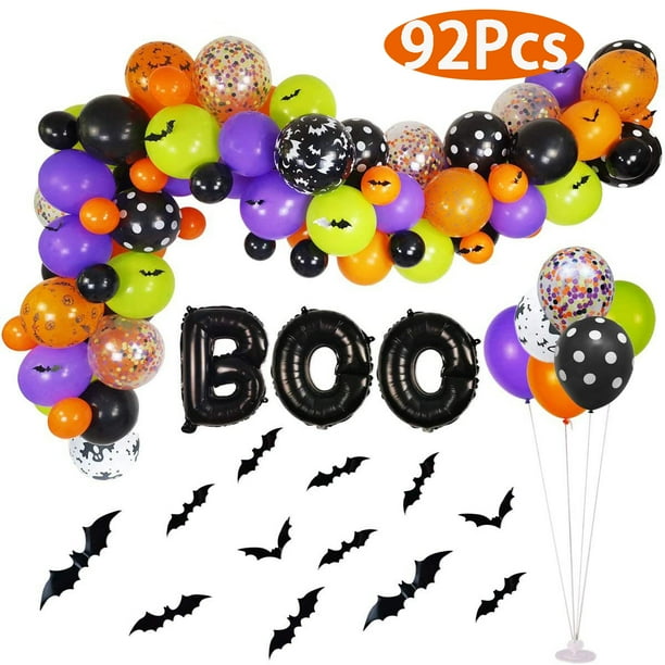 Halloween Balloons, Latex Arch Garland Kit With BOO Foil Confetti