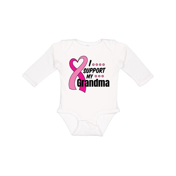 Inktastic Breast Cancer Awareness I Support My Grandma Pink Ribbon Boys or Girls Long Sleeve Baby Bodysuit