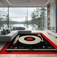 thumbnail image 2 of ODIKA 6'x9' Washable Area Rug Disc Record Vinyl Retro Motif Turntable Phonograph Shaped Music for Queen Size Bedroom, Under Bed, Master Suite, Easy Care, Non-Shedding, 2 of 7