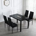 thumbnail image 2 of Faux Leather Dining Chairs Set of 4, High Back Kitchen Chairs with 6 Grids Decoration, Side Chairs with Padded Seat Cushion, for Dining Room, Kitchen, Living Room, Black, 2 of 8