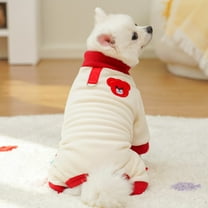 Winter Dog Pajamas, Super Soft Sherpa Lined Bodysuit with Harness Access, Snug and Warm for Small Breeds Like Chihuahuas on Winter Walks. White S