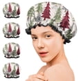 thumbnail image 7 of Shower Caps,Multicolor Christmas Tree Pattern Waterproof Shower Cap for Women 4 Pieces,Double Reusable Hair Cover for Shower PEVA Elastic Stretch Hem, 7 of 7