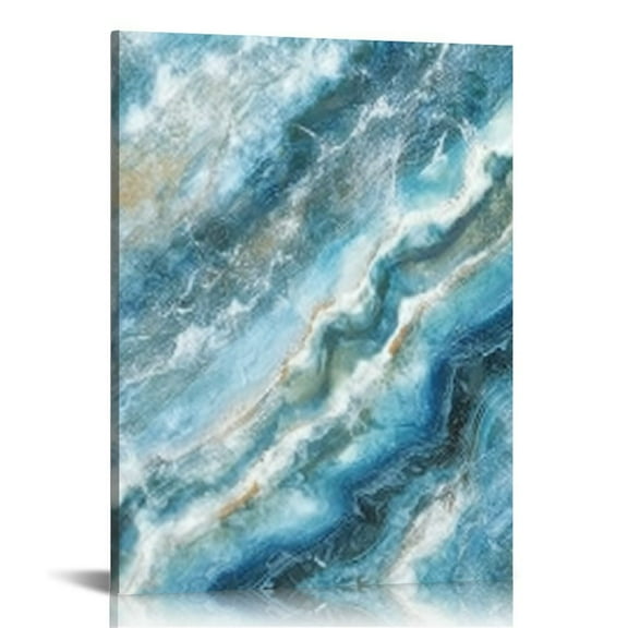 MLJA Abstract Wall Art Bedroom Bathroom Wall Décor Blue Beach Ocean Picture Coastal Theme Nautical Sea Wave Canvas Prints Modern Framed Seascape Artwork Seaside Painting for Home Living Room