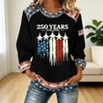 thumbnail image 2 of 250TH Anniversary USA Shirt Women Patriotic Crewneck Sweater USA Flag American Pullover 1776-2027 Sweatshirts/Black/2XL, 2 of 4