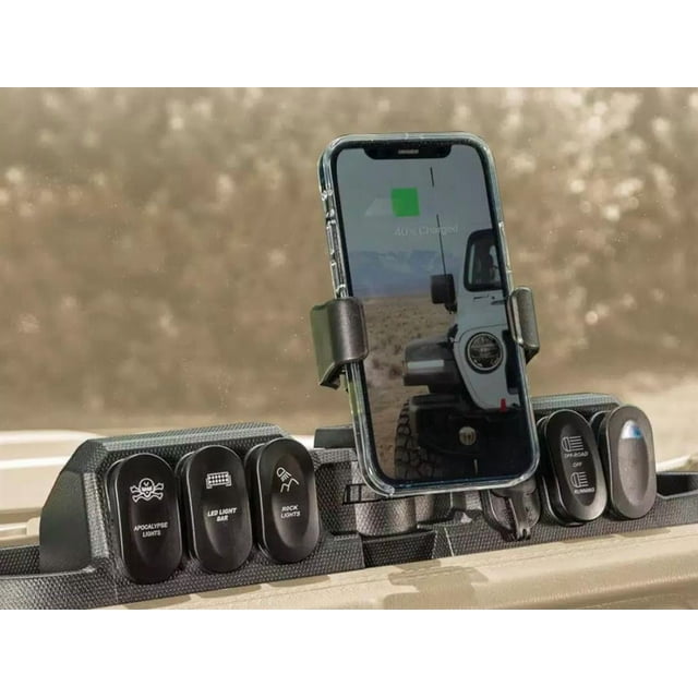 Rugged Ridge Switch Panel 13551.29 With Five Switches/One USB Charger; Without Fuse; Without Wiring; Dash Mount; Black; Plastic