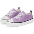 thumbnail image 4 of Little Kids Sneakers Girls Walking Shoes Lace Up Low Top Glimmer Sparkle diamond rivet Lightweight Non-Slip Outdoor solid purple size 2, 4 of 6