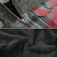 thumbnail image 3 of Men's Heavyweight Flannel Zip Up Fleece Lined Plaid Sherpa Jacket (KDC Red (No Hood), 3XL), 3 of 3